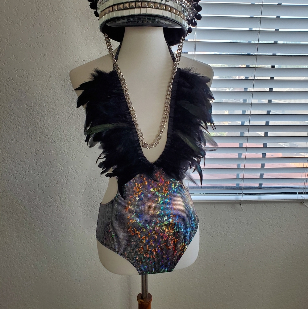 Holographic Feather bodysuit